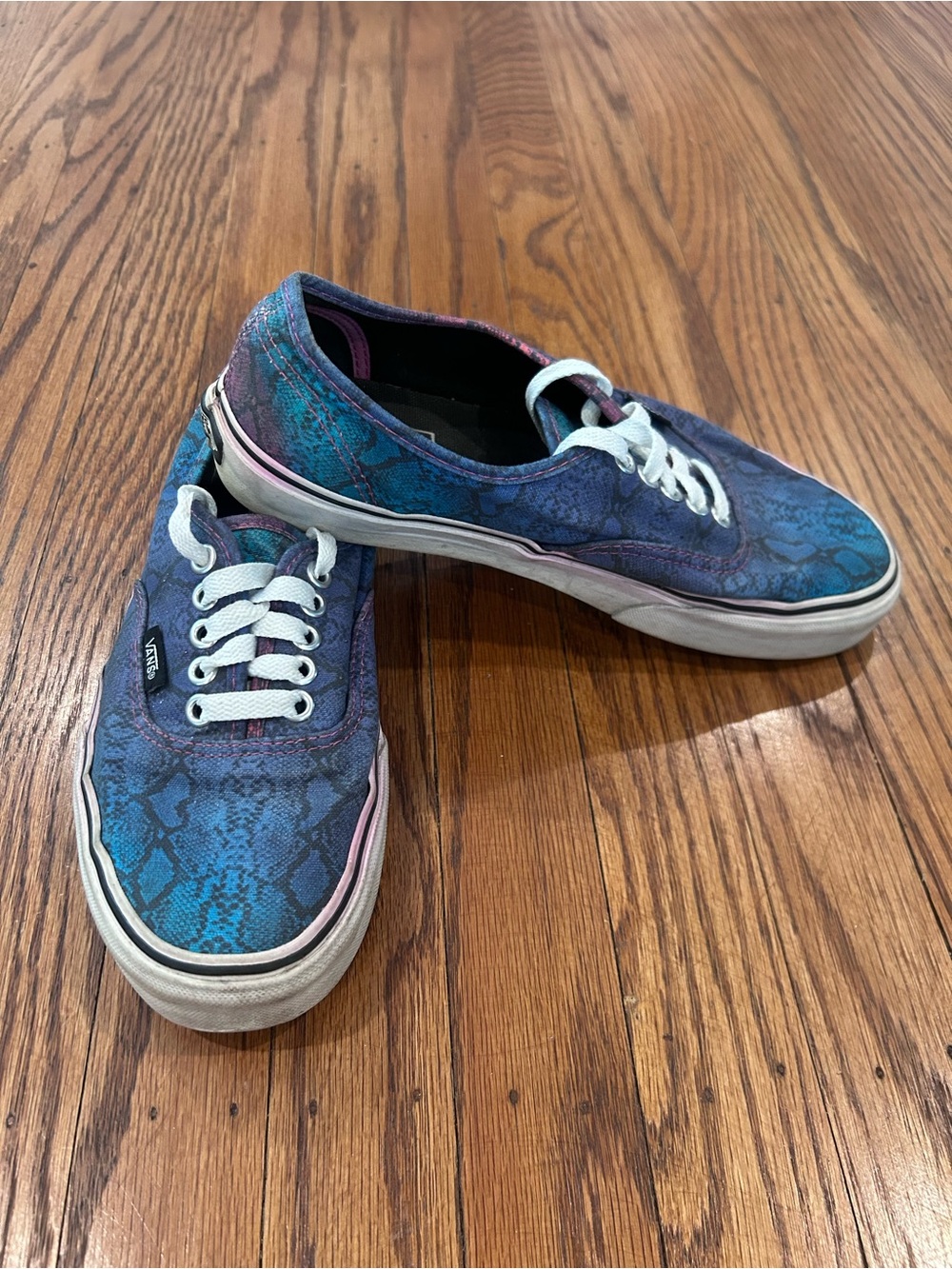 Vans Blue Teal Snake-Print Low Tops